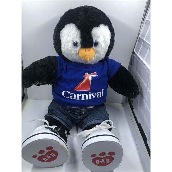 BAB CARNIVAL CRUISE SHIP LOGO BUILD A BEAR PENGUIN BAB PLUSH, Vintage 15”. Rare - Picture 2 of 16
